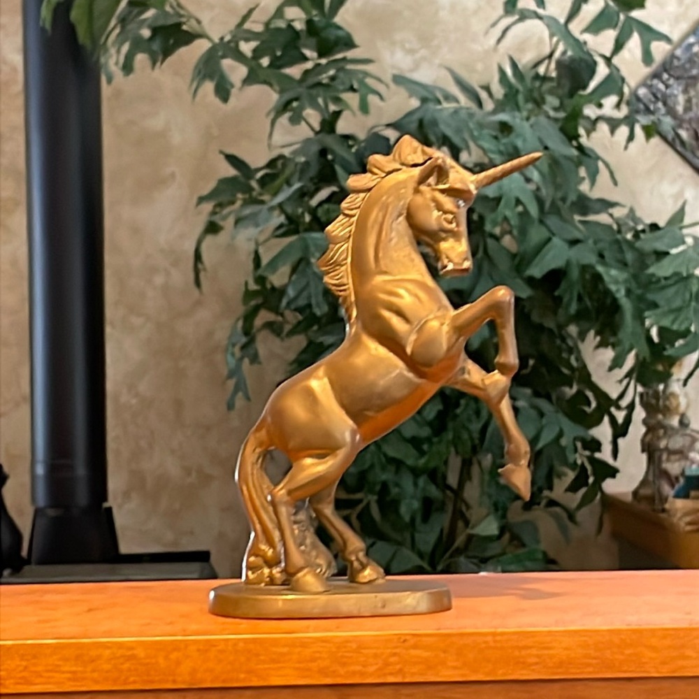 Vintage Vibe Beautiful Brass Bronze Unicorn Figurine Statue